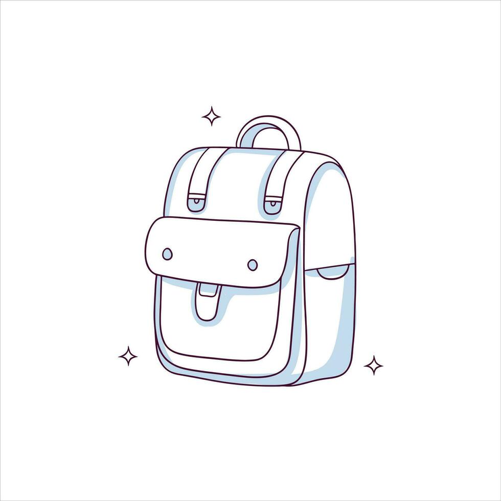 Hand drawn School backpack. Doodle Sketch Vector Illustration