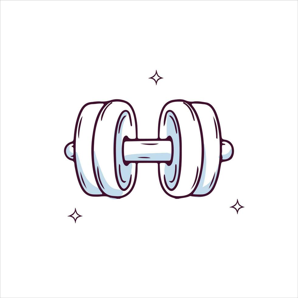 Hand drawn dumbbell. Doodle Sketch Vector Illustration