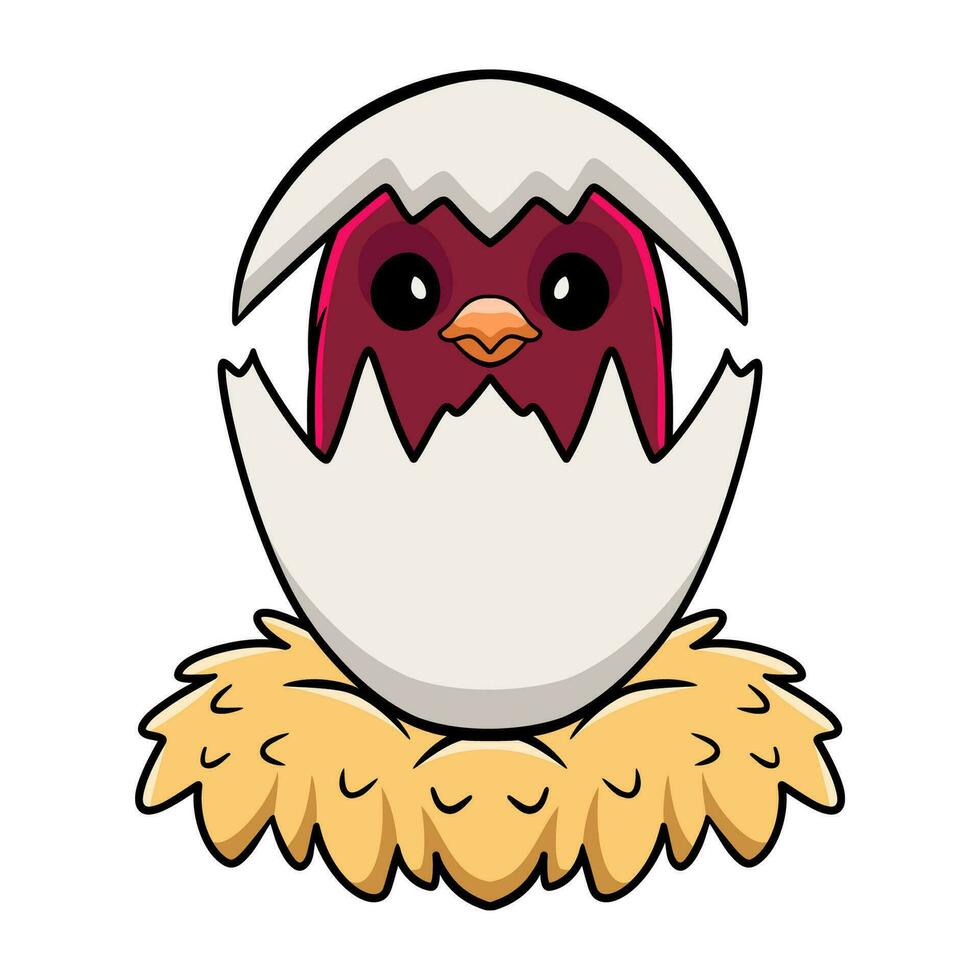 Cute pompadour cotinga bird cartoon inside from egg vector