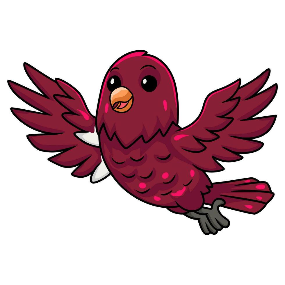 Cute pompadour cotinga bird cartoon flying vector
