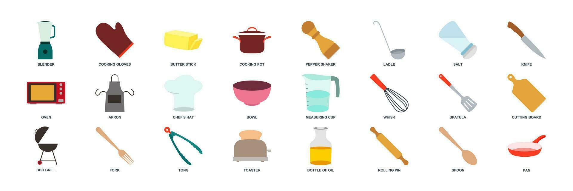 Cooking  icon set, Included icons as Knife, Bowl, Blender and more symbols collection, logo isolated vector illustration