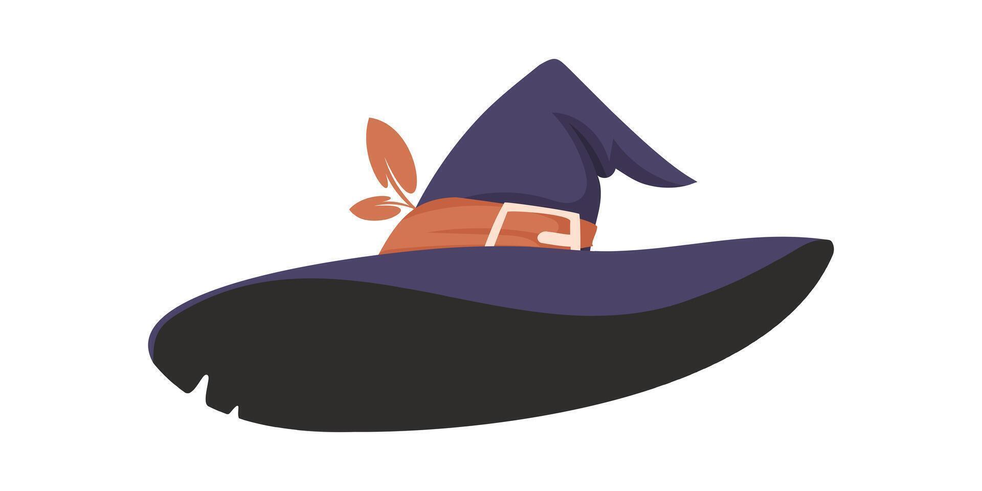 A witch's hat is a really tall hat that witches put on their heads. Cartoon style, Vector Illustration