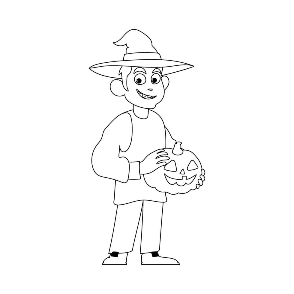 A person who is wearing a vampire costume for Halloween and is also funny.Linear style. vector