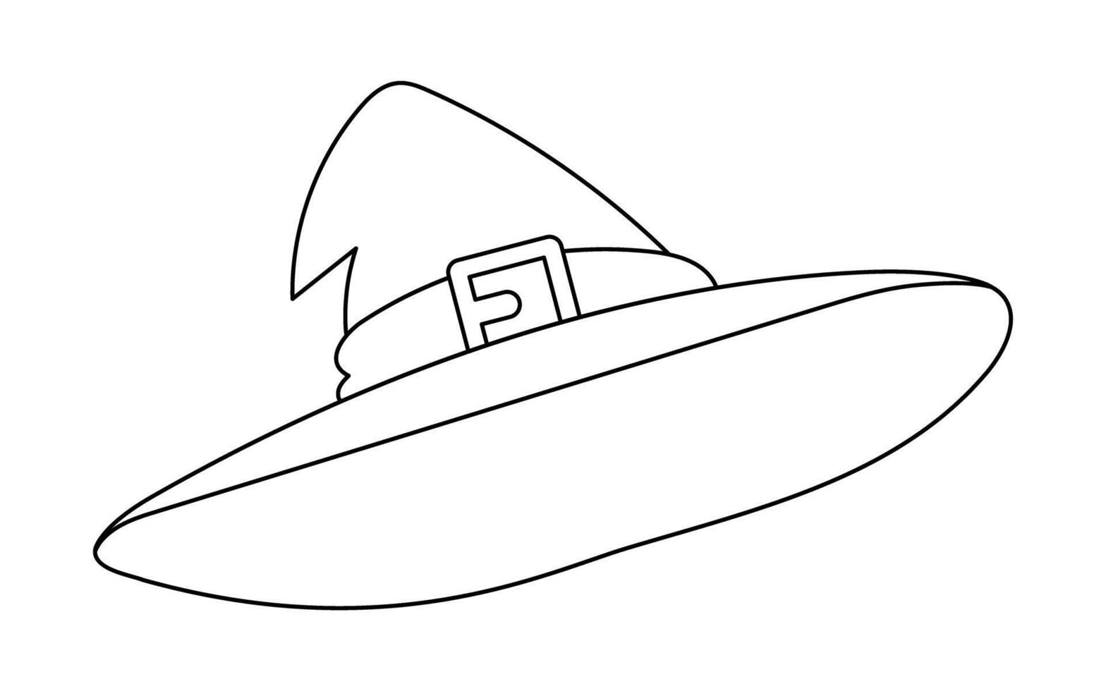 esta sombrero es para un bruja disfraz para Víspera de Todos los Santos. un cono sombrero es un sombrero ese mira me gusta un hielo crema cono.lineal estilo. vector