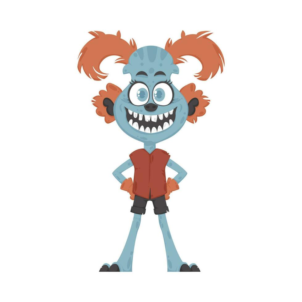 This creature is amusing and does unpredictable things. Cartoon style. vector