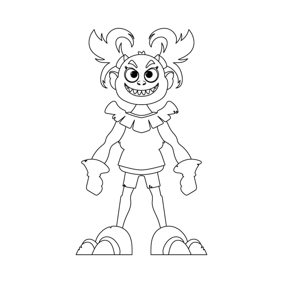 This cartoon character is not like the others and has special skills that make it different. Childrens coloring page. vector