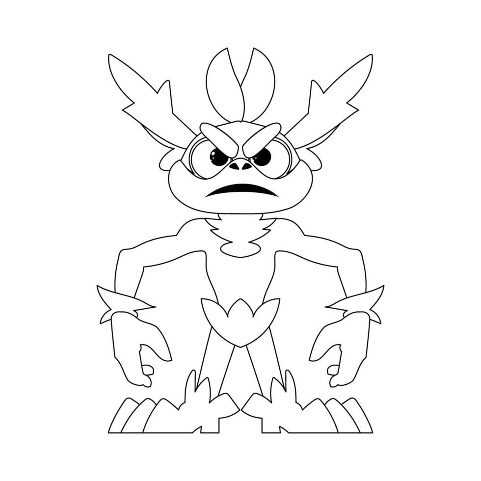 This cartoon character is unique and different from the others. Childrens coloring page. vector