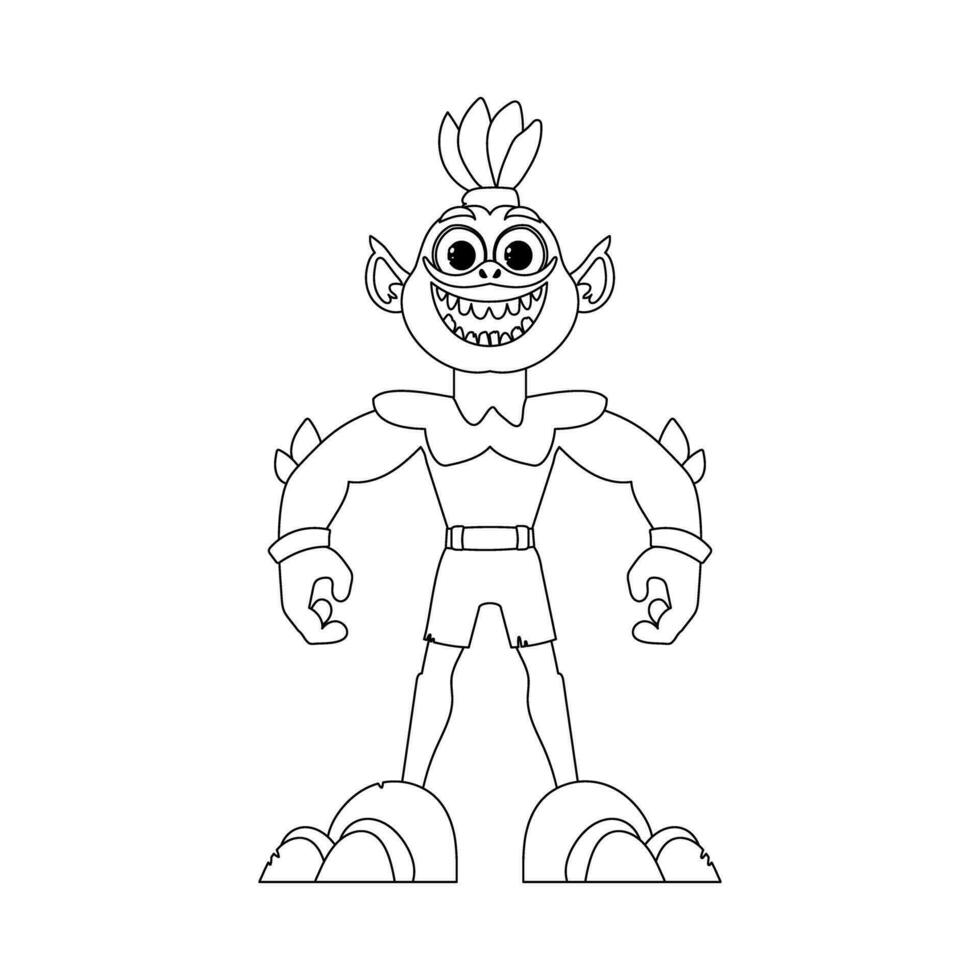 This cartoon character is unique and extraordinary because it has abilities that no one else possesses. Childrens coloring page. vector