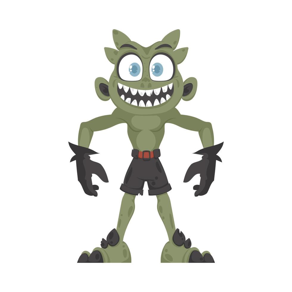 This is a fun and enjoyable creature that is green in color. Cartoon style. vector