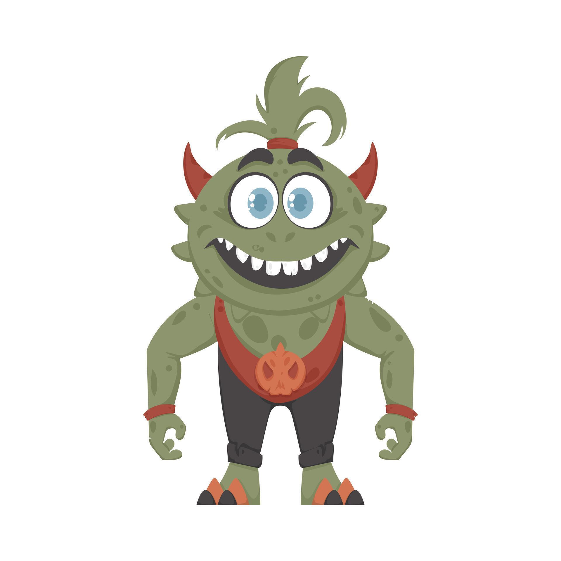 This is a fun and entertaining creature that is green. Cartoon style