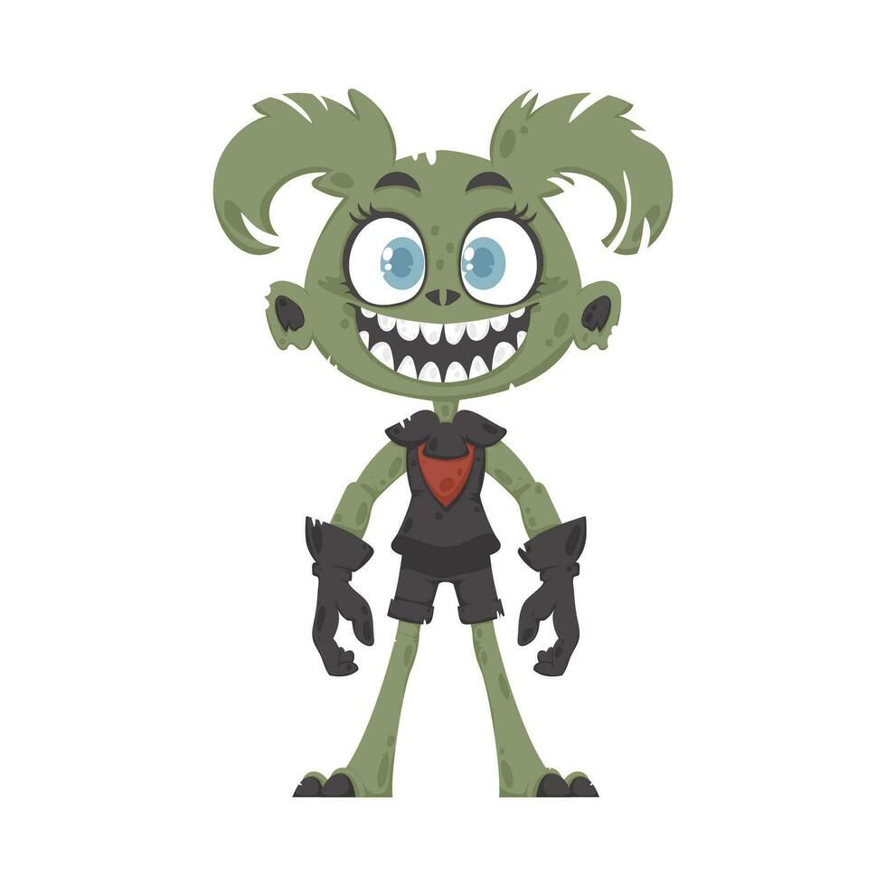 This is a fun and entertaining green creature. Cartoon style. vector