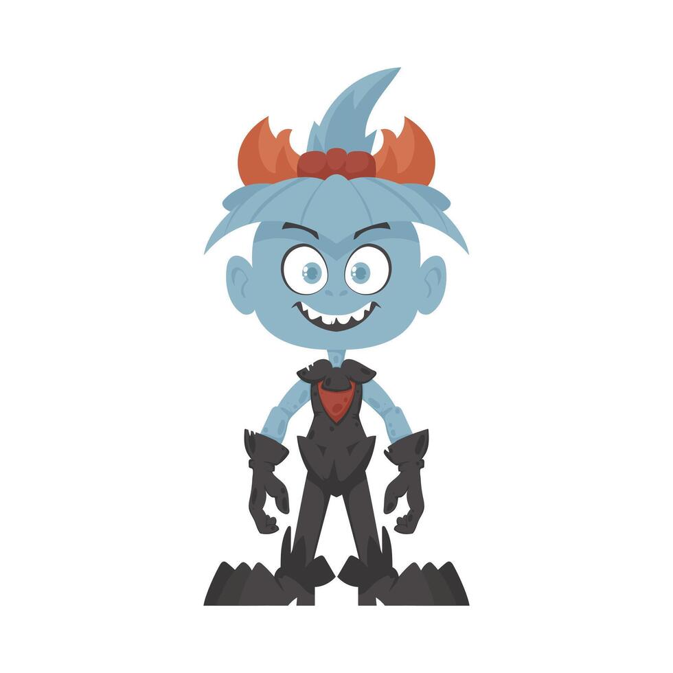 This monster is funny and does crazy things. Cartoon style. vector