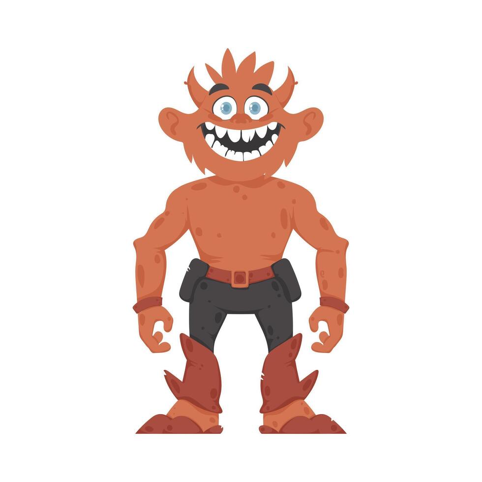 This is a cheerful and enjoyable orange creature. Cartoon style. vector