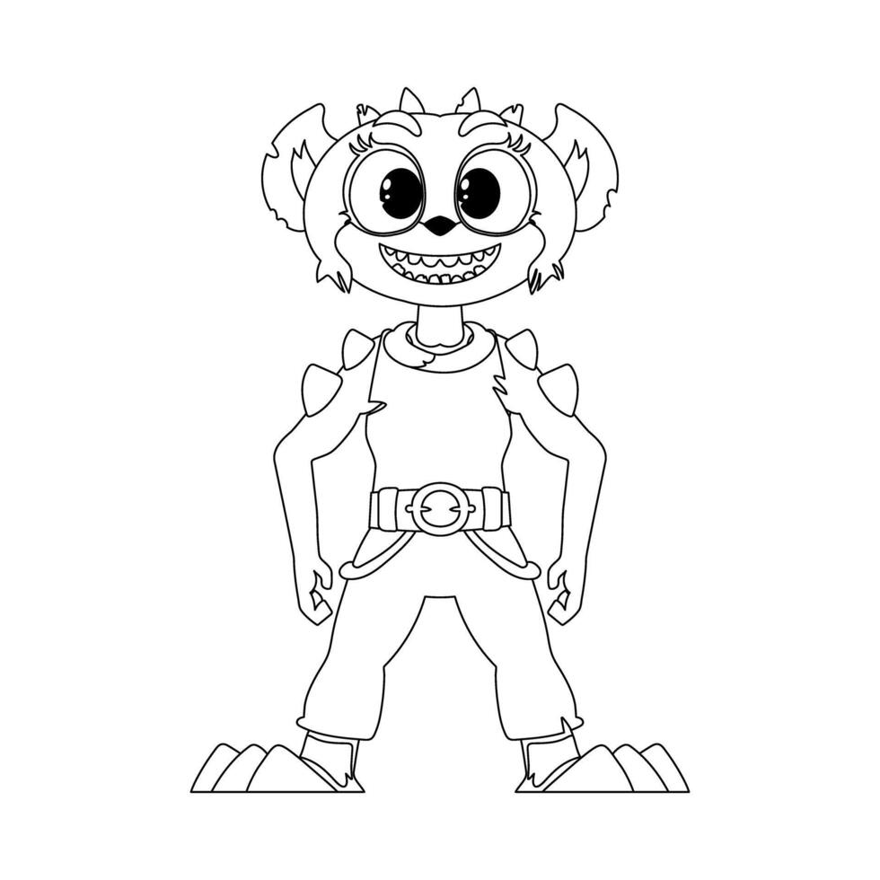 This cartoon character is not like the rest and has special traits. Childrens coloring page. vector