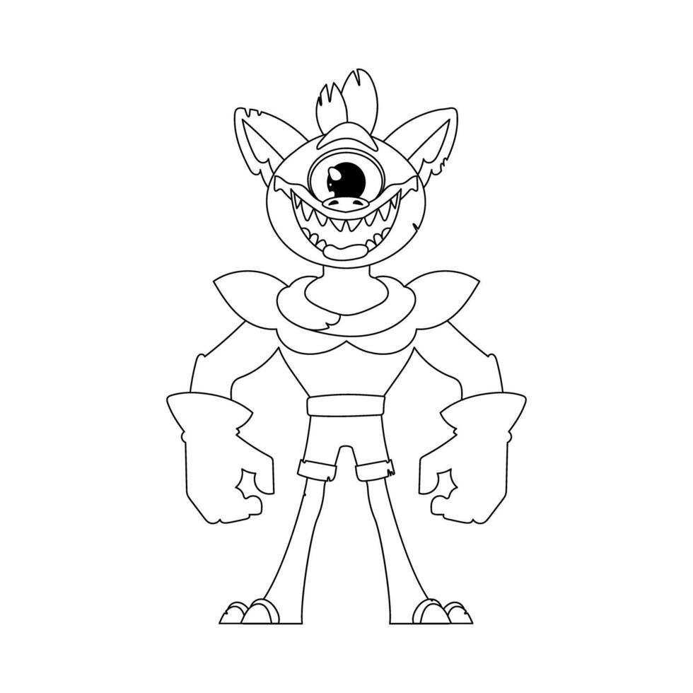 This cartoon character is different from others and can do special things. Childrens coloring page. vector