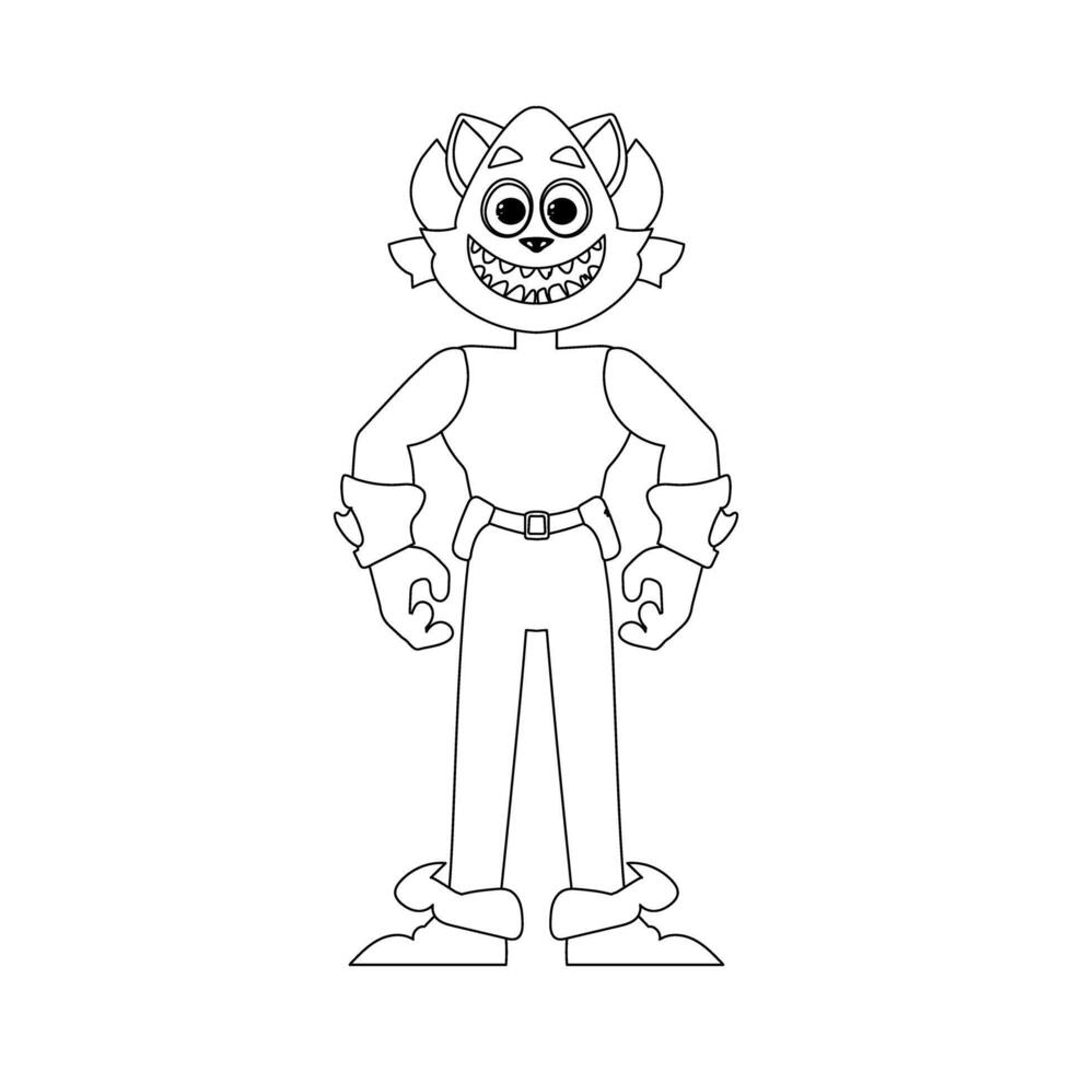 This cartoon character is different from others and has unique abilities. Childrens coloring page. vector