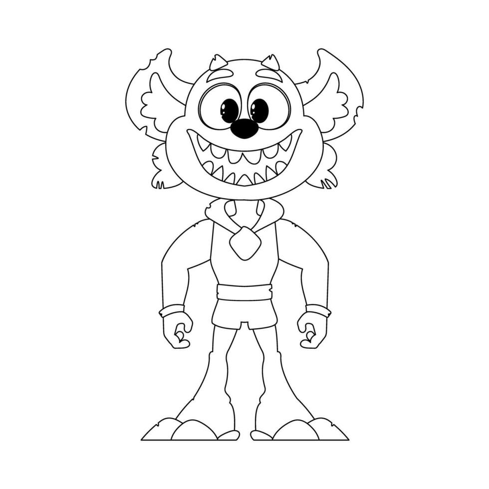 This is a quirky and odd character from a cartoon. Childrens coloring page. vector