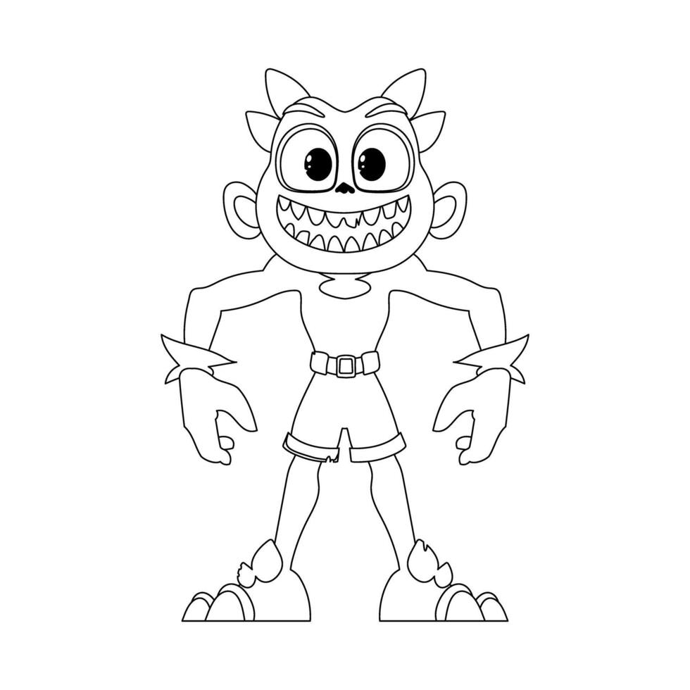 This cartoon character is different from the others and has unique abilities. Childrens coloring page. vector