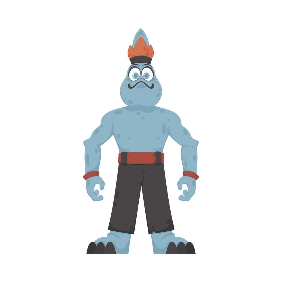 This strange creature is enjoyable to spend time with and it is the color blue. Cartoon style. vector