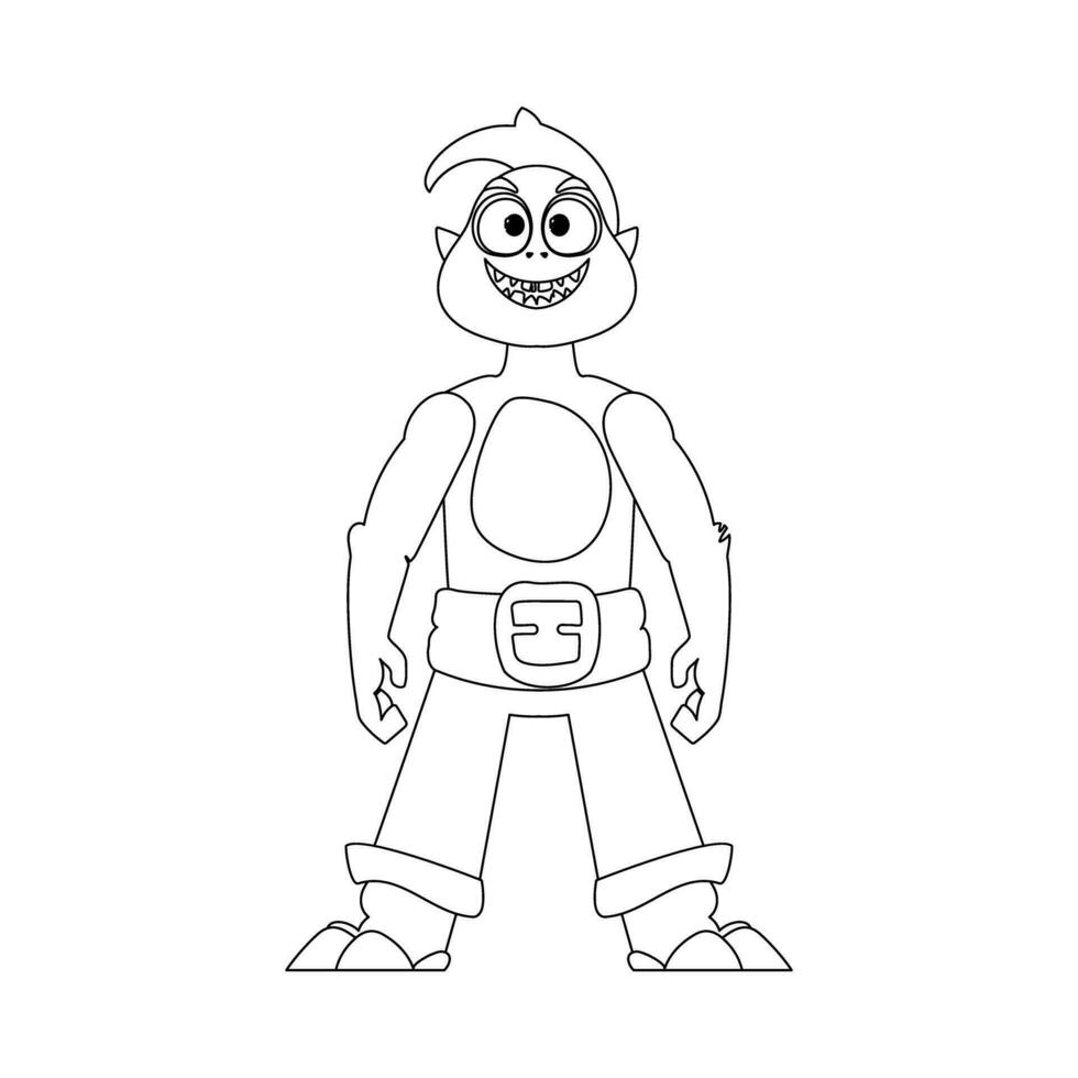 This cartoon character is unique and impressive because it can do things that nobody else can do. Childrens coloring page. vector