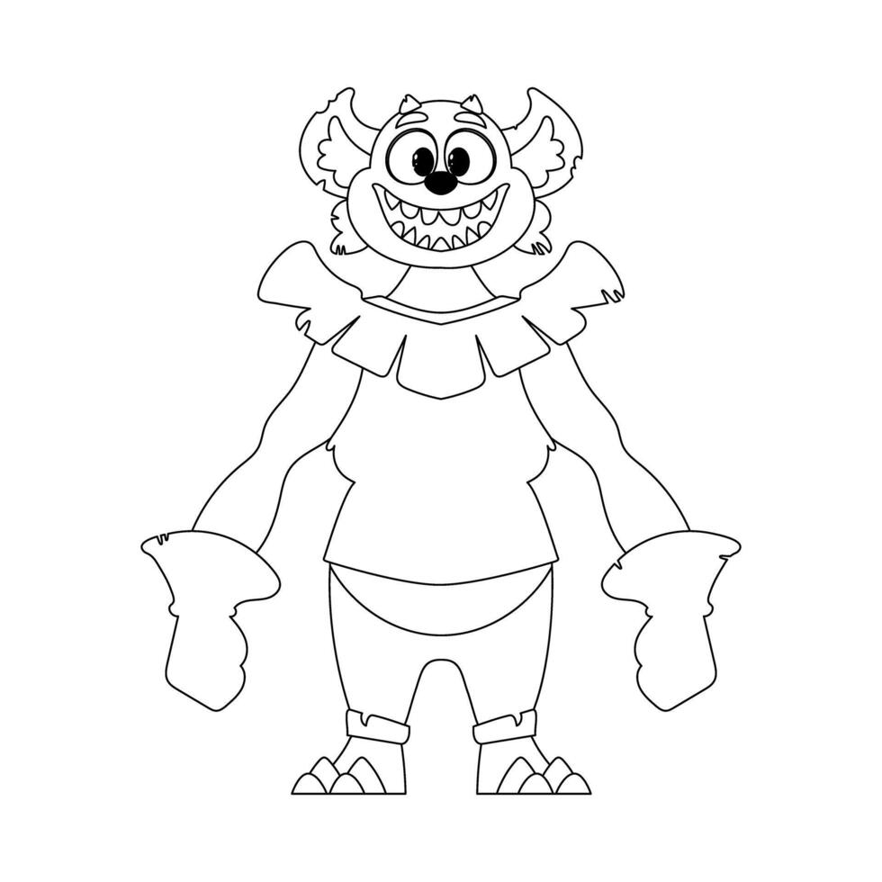 This cartoon character is really unique and awesome because it can perform tasks that no one else can. Childrens coloring page. vector