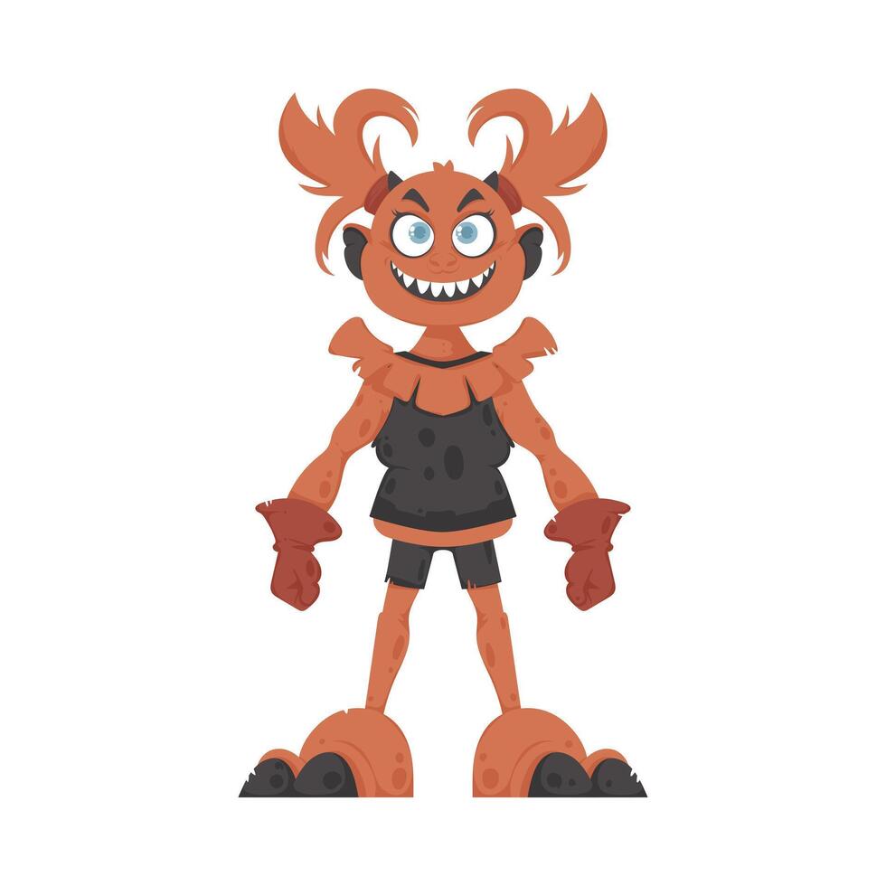 This is a cheerful and enjoyable orange creature. Cartoon style. vector