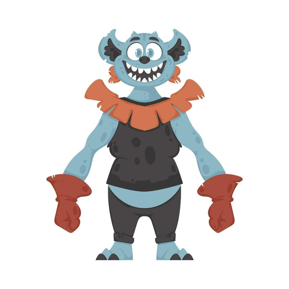 This weird animal is fun to hang out with and it is the color blue. Cartoon style. vector