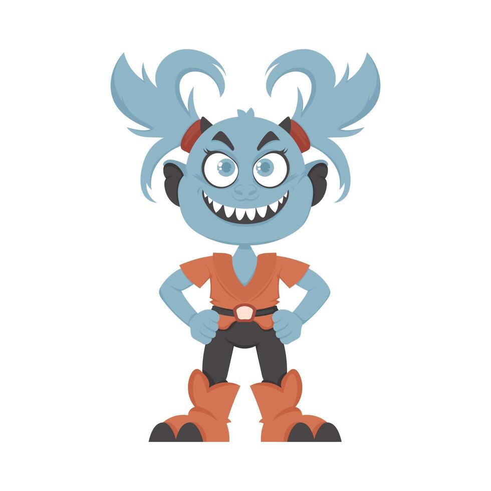 This creature is very mean and evil. Cartoon style. vector