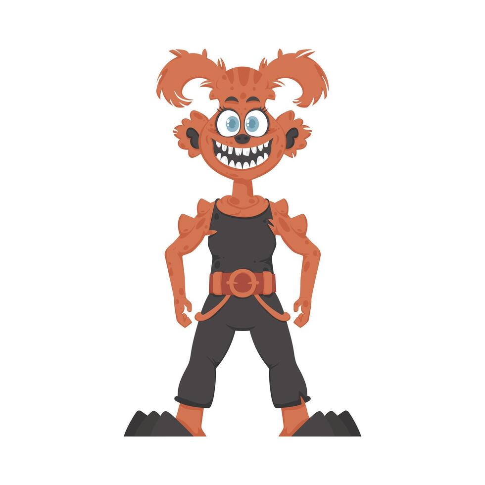 This is a funny and entertaining orange creature. Cartoon style. vector