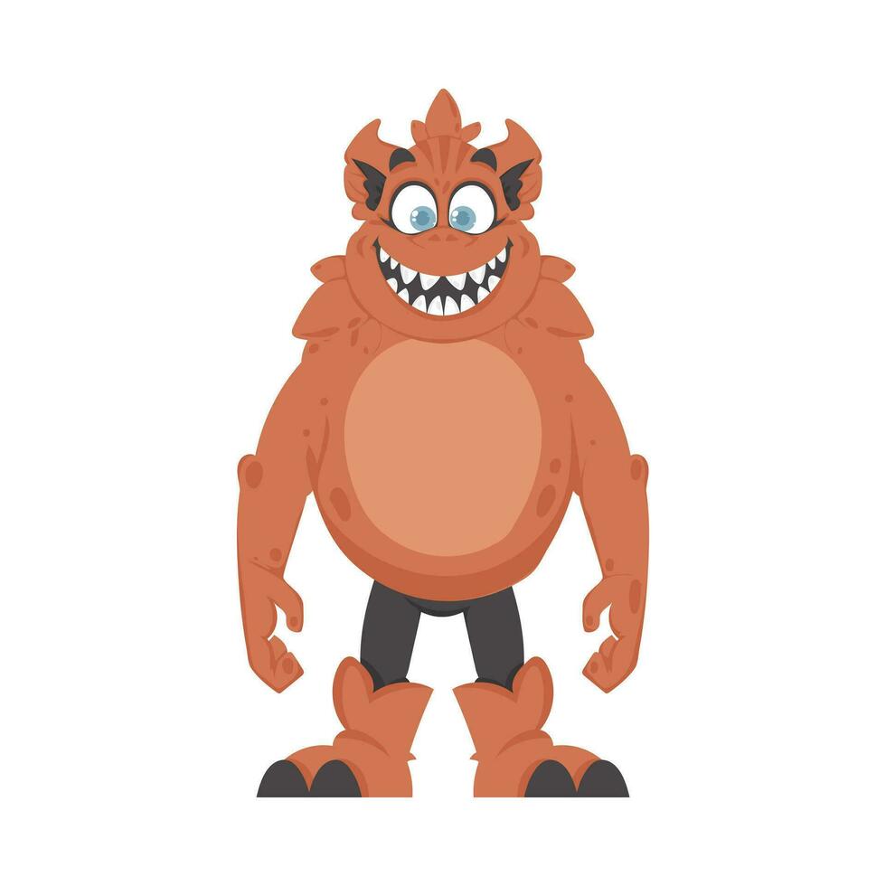 This is a funny and enjoyable orange creature. Cartoon style. vector
