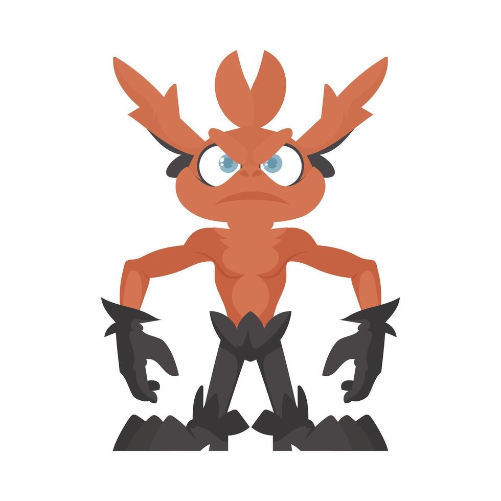 This animal is very mean and evil. Cartoon style. vector