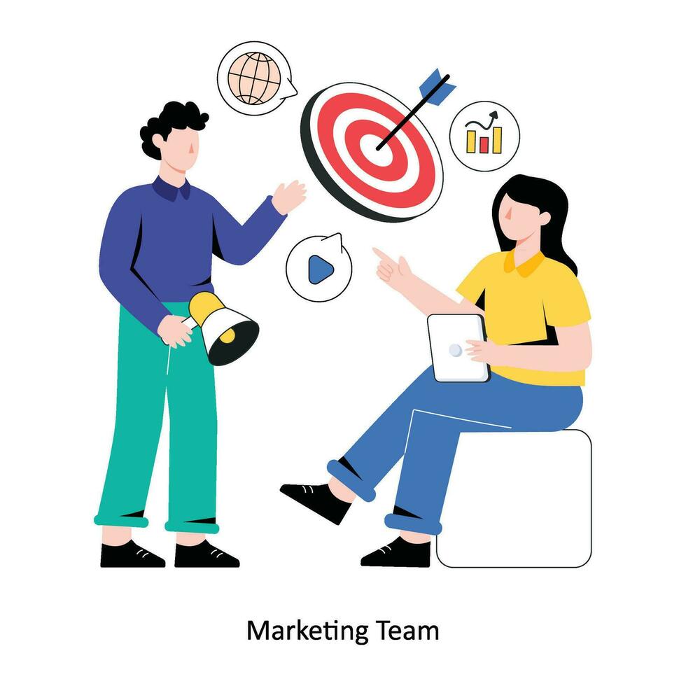 Marketing Team Flat Style Design Vector illustration. Stock illustration