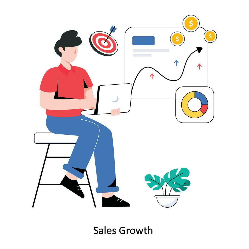 Sales Growth  Flat Style Design Vector illustration. Stock illustration