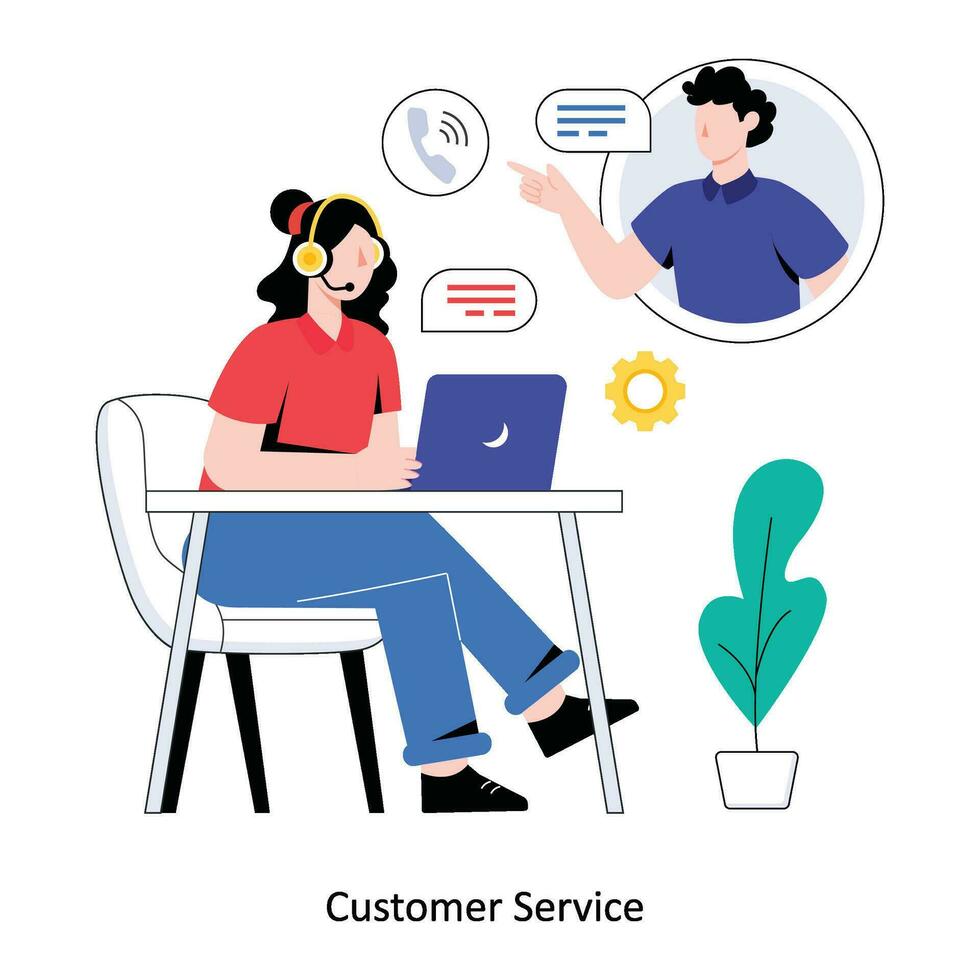 Customer Service flat style design vector illustration. stock illustration