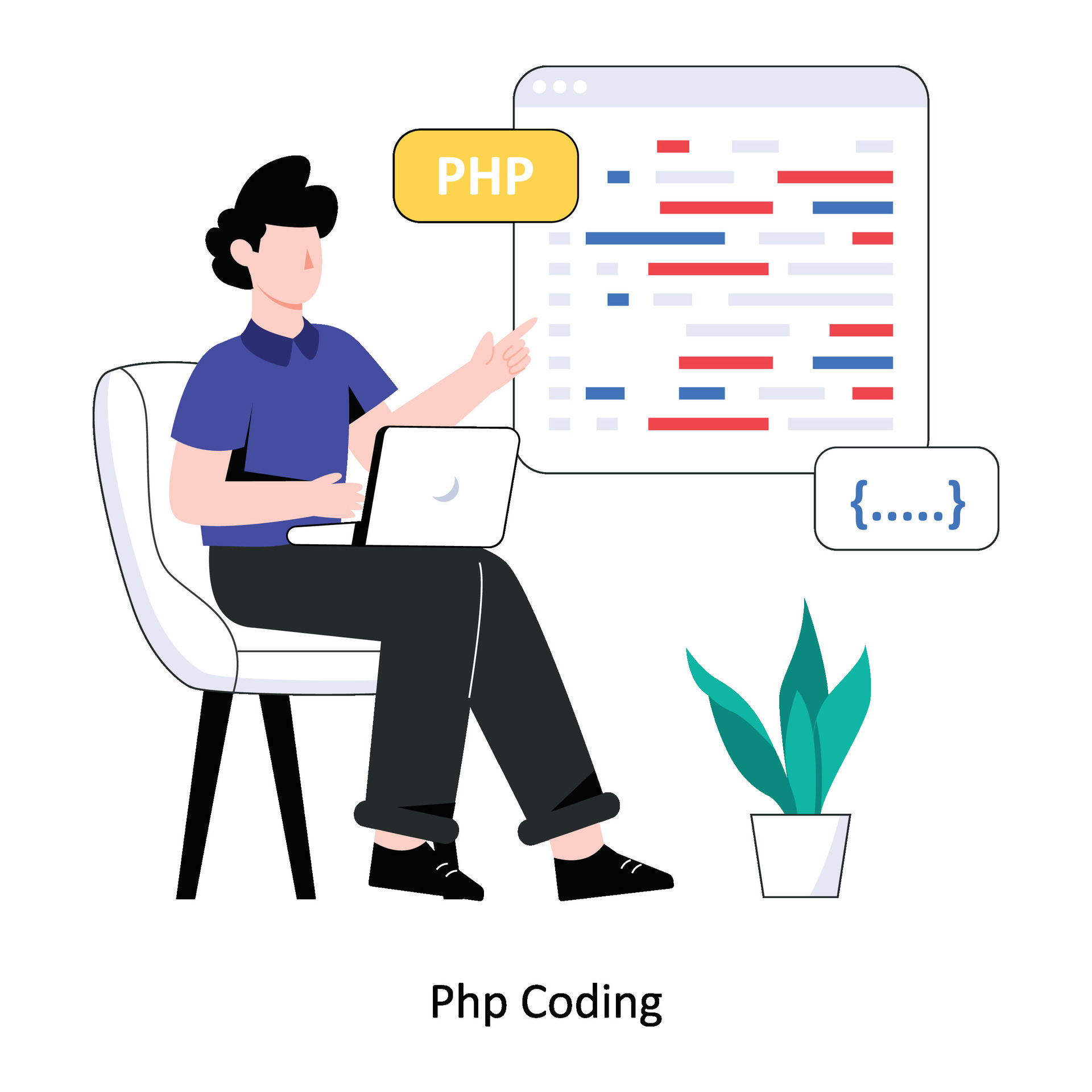 PHP Coding Flat Style Design Vector illustration. Stock illustration ...