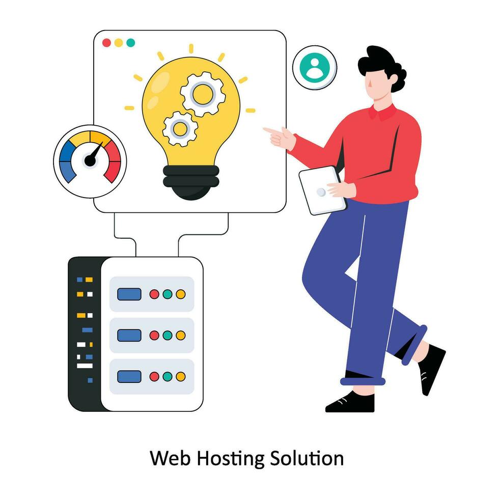 Web Hosting Solution  Flat Style Design Vector illustration. Stock illustration