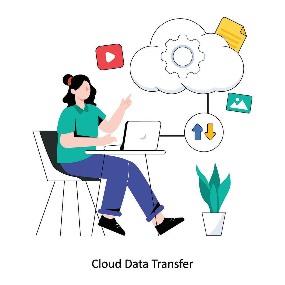 Cloud Data Transfer Flat Style Design Vector illustration. Stock illustration