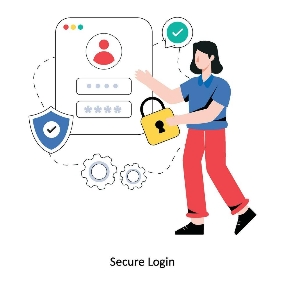 Secure Login Flat Style Design Vector illustration. Stock illustration