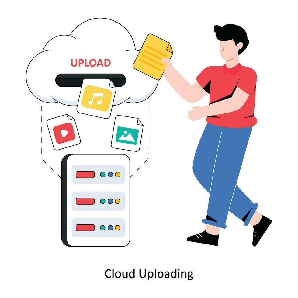 Cloud Uploading Flat Style Design Vector illustration. Stock illustration