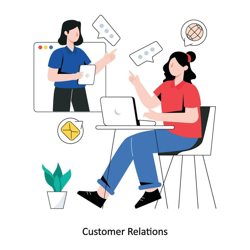 Customer Relations Flat Style Design Vector illustration. Stock illustration