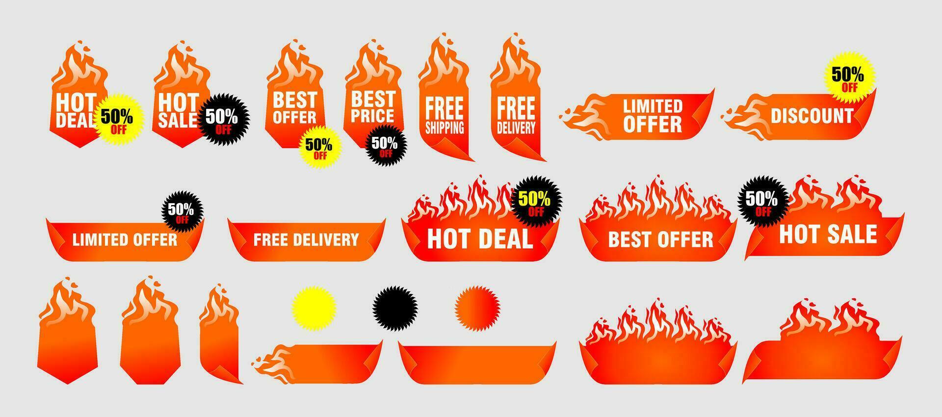 a set of hot deal labels vector
