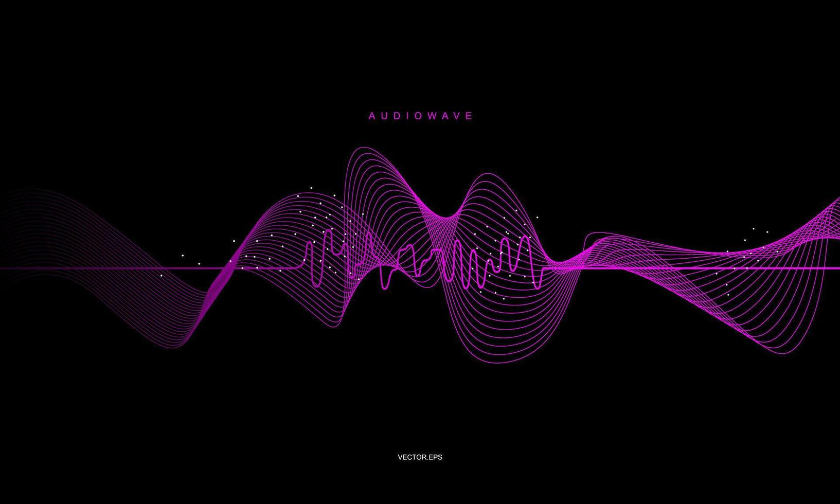 a purple wave, voice audio on a black background vector