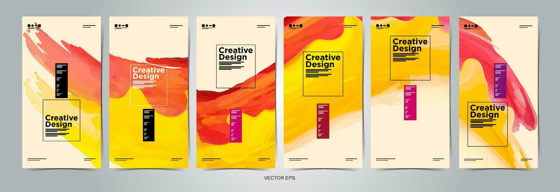 vector set of banners with abstract brush strokes and watercolor