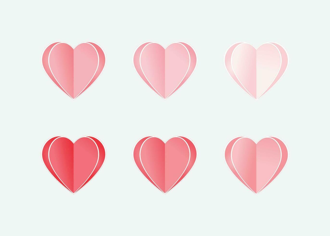 four pink hearts paper love and heart on a white background vector