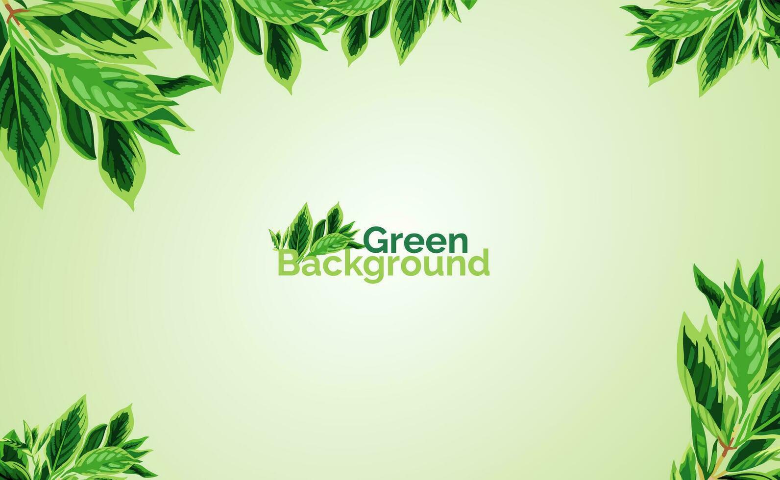 green background with leaves and green leaves vector