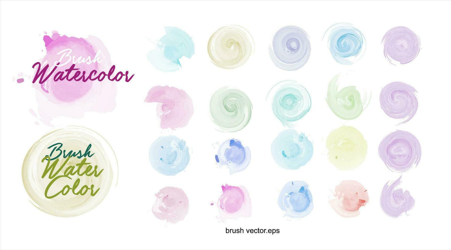 Brush Watercolor splashes. Set of watercolor stains. Paint spots. full color. pastel color, set of abstract splashes paint brush of colorful multicolored watercolor on white paper vector