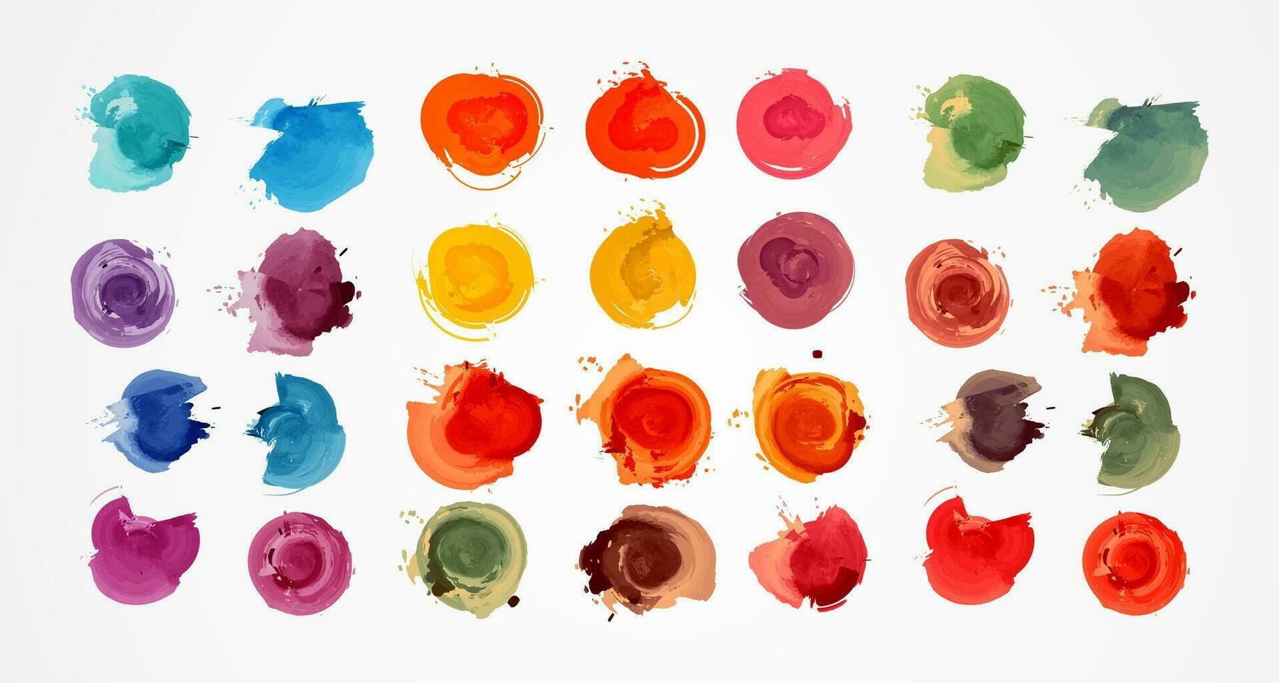 colorful watercolor paint splatters set vector