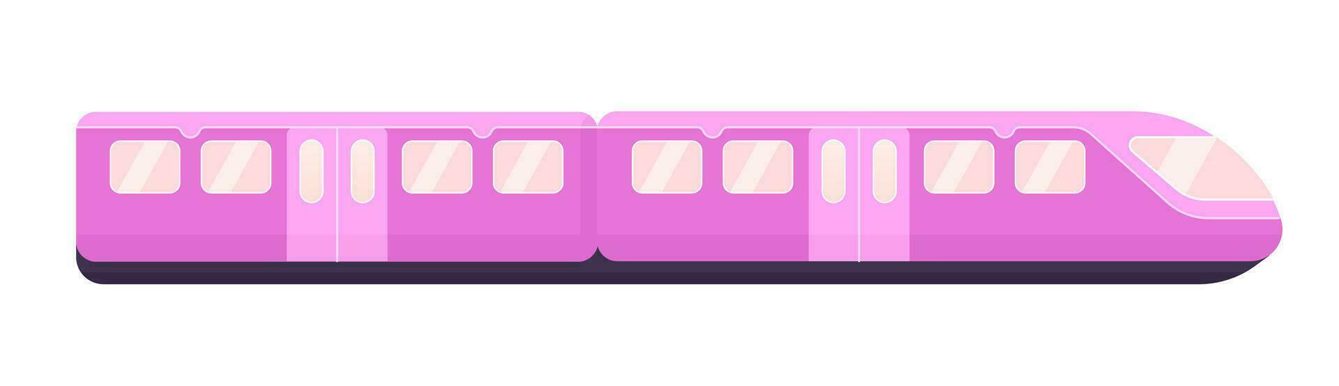 Modern high speed train semi flat colour vector object. Railway wagon. Subway train. Rail transport. Editable cartoon clip art icon on white background. Simple spot illustration for web graphic design