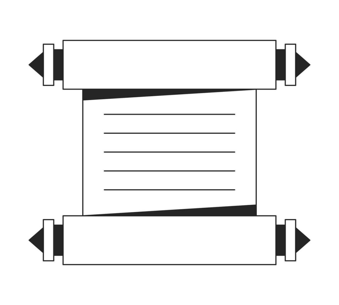 Ancient manuscript flat monochrome isolated vector object. Message on paper roll. Editable black and white line art drawing. Simple outline spot illustration for web graphic design
