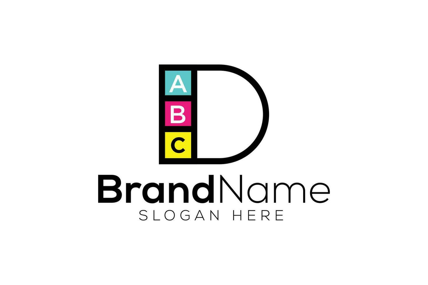 Minimal and Professional letter D square block vector logo design